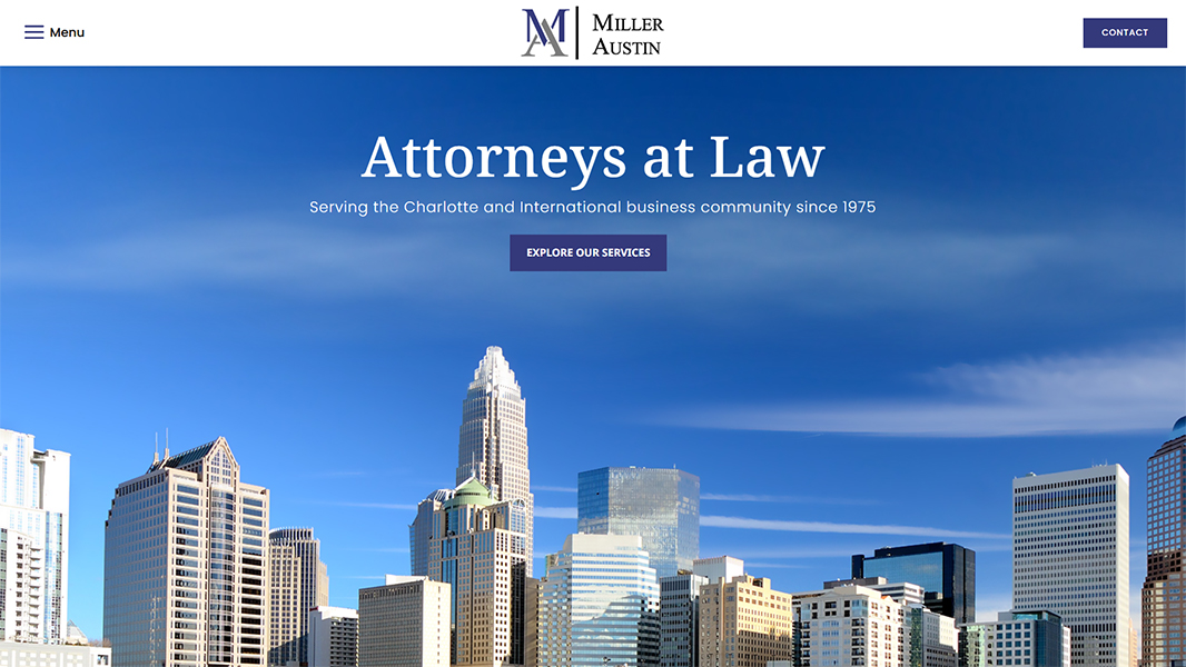 millerlawcharlotte.com - web design custom website with responsive elements, fast performance and engaging user experience