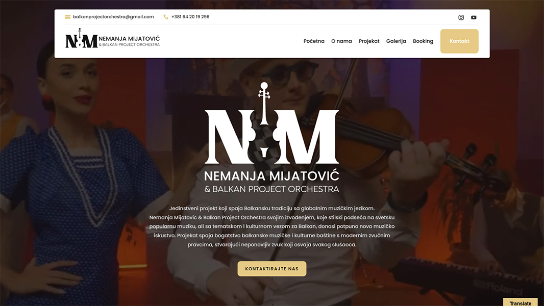 balkanprojectorchestra.com - web design custom site creation with responsive interface, modern layout and optimized UX