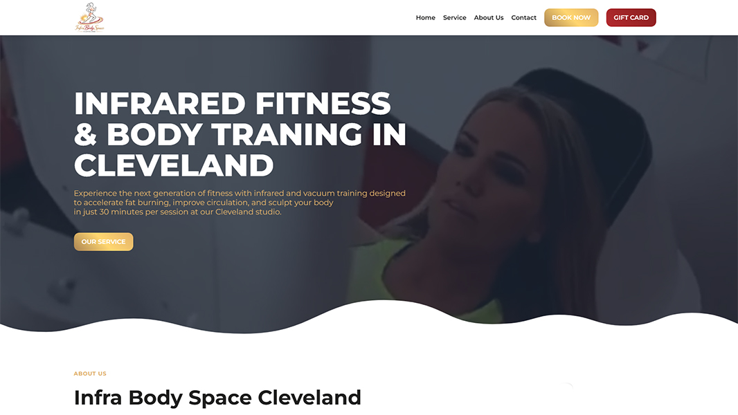 infrabodyspacecleveland.com - web design custom WordPress website with Divi builder, responsive layout and clean visuals