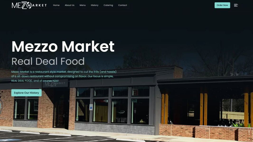 mezzomarketclt.com - web design custom site development with responsive UI, modern aesthetics and user focused design