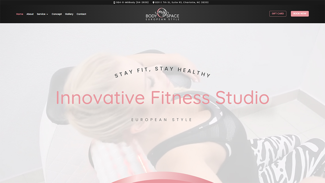 mgbodyspace.com - web design custom WordPress Divi website with responsive layout and professional UI design